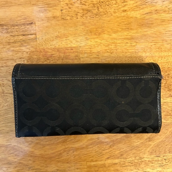 Coach Madison Op Art Monogram Wallet Clutch Signature Tri Fold Leather Canvas - Picture 2 of 7